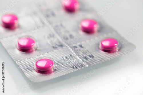 Colorful medicine pills and capsules in blister packs
