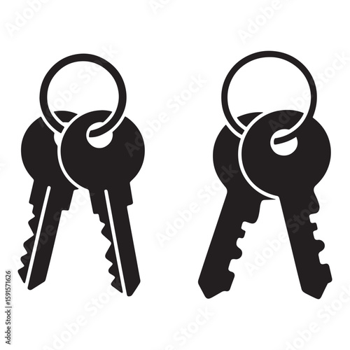 Two sets of keys on a ring keyring metal