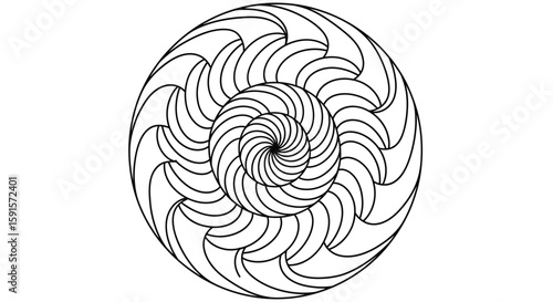 Mandala Thick Spiral Layers Soft Curves Adult Coloring Page Mental Clarity Focus