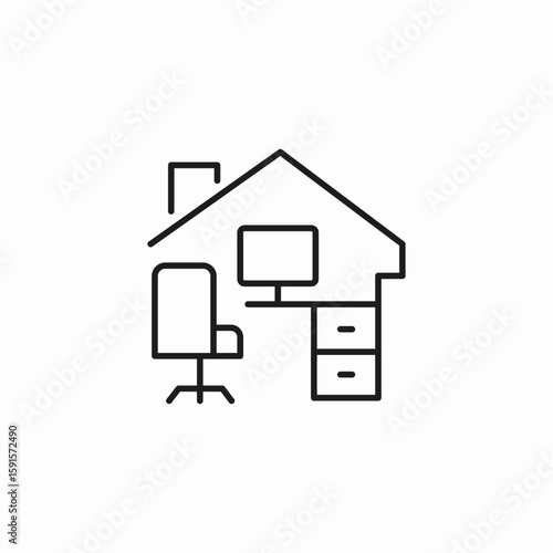 home office setup icon sign vector