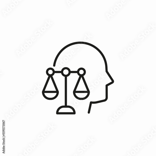 justice scale mind icon sign vector