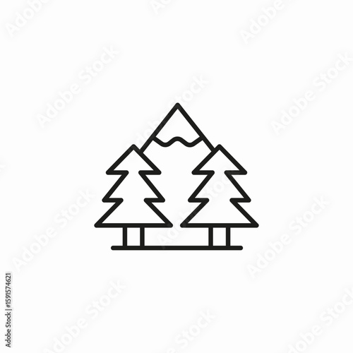 mountain pine trees icon sign vector