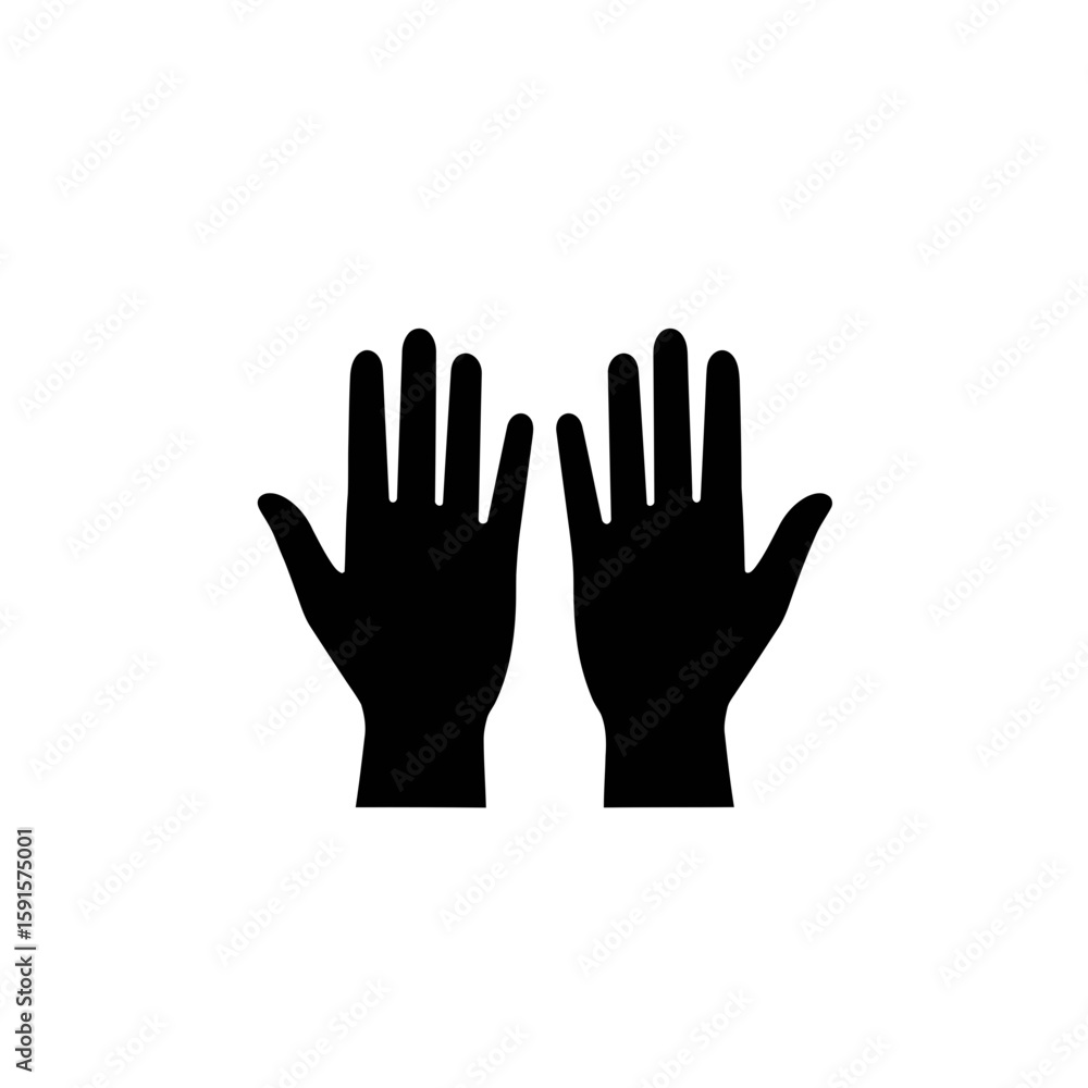 Vector art of two open hands are displayed isolated on white background Vector art of two open hands are displayed isolated on white background