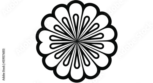 Symmetrical Mandala with Radial Lines Coloring Page for Adults Focus and Calmness