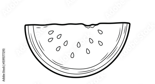 Sweet Watermelon Slice Summer Fruit Adult Coloring Page Refreshing Healthy Snack Art