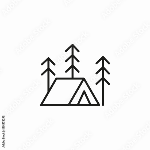 tent in forest icon sign vector