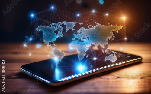 móviles proyectando el mundo con conexiones de internet y tecnología
