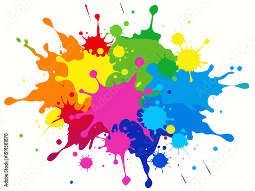Colorful splashes of paint. Vector illustration for your design,Colorful paint splashes isolated on white background, vector illustration.