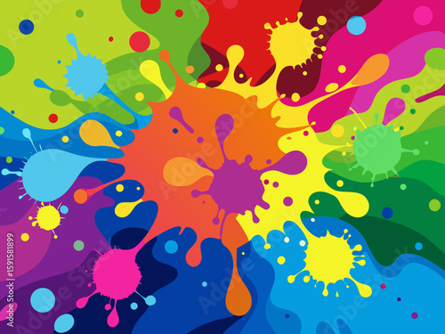 Colorful splashes of paint. Vector illustration for your design,Colorful paint splashes isolated on white background, vector illustration.