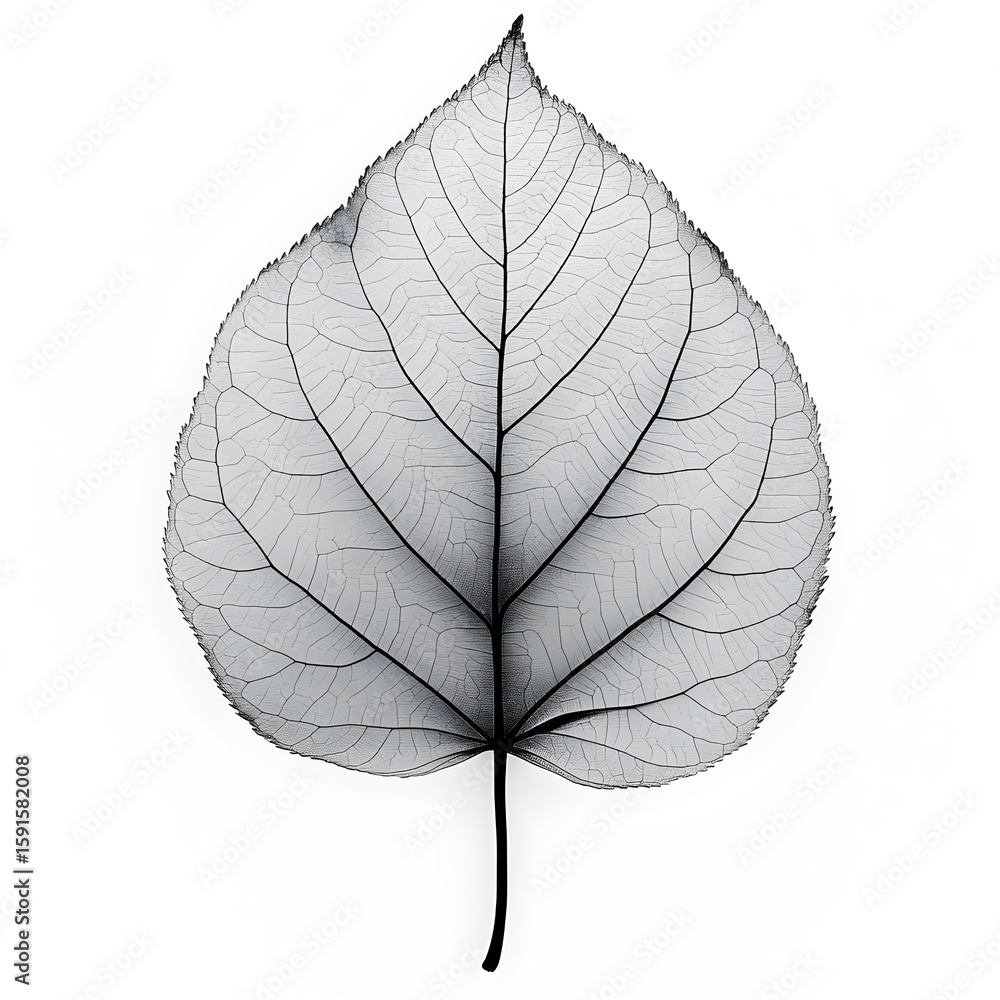 Obraz premium Intricate skeleton leaf showing veins and structure on white background