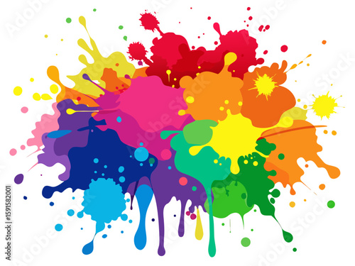 Colorful splashes of paint. Vector illustration for your design,Colorful paint splashes isolated on white background, vector illustration.