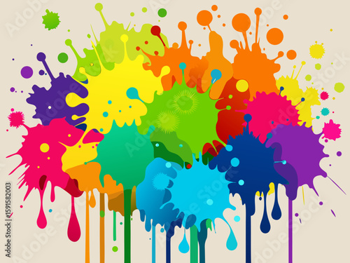 Colorful splashes of paint. Vector illustration for your design,Colorful paint splashes isolated on white background, vector illustration.