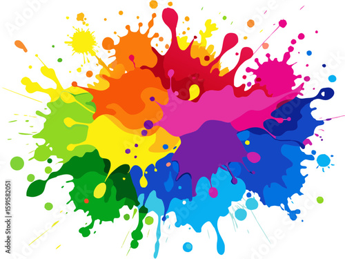 Colorful splashes of paint. Vector illustration for your design,Colorful paint splashes isolated on white background, vector illustration.