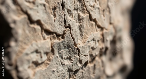 Wallpaper Mural Close up of cracked and weathered beige stone surface with dark background edge Torontodigital.ca