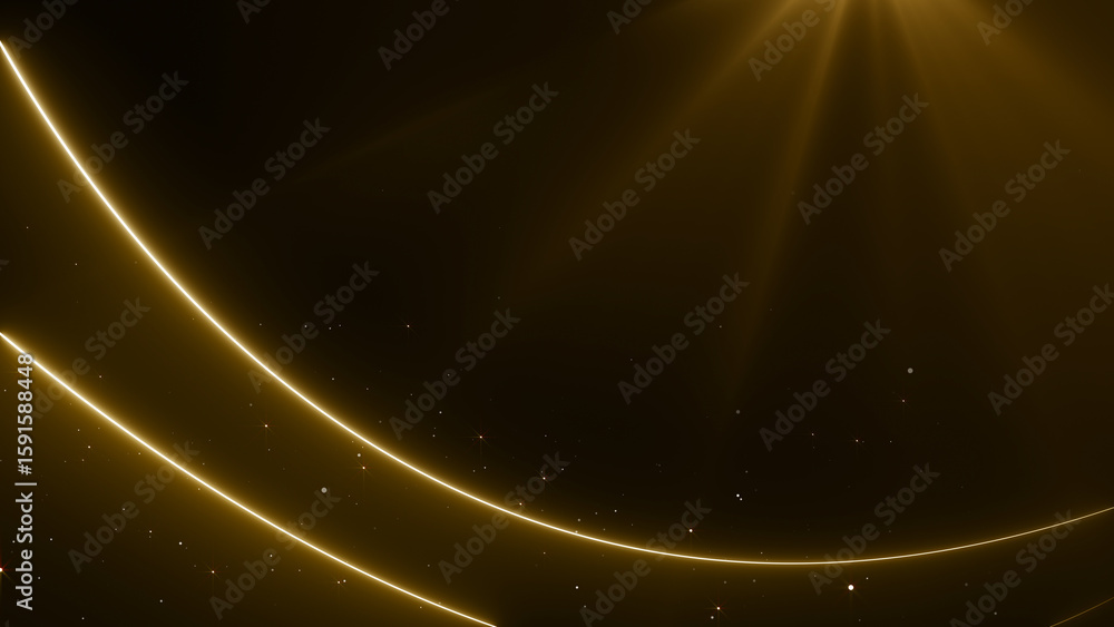 Fototapeta premium Dynamic Gold Lines with Shimmering Particles Awards Trailer Titles Cinematic Openers Luxury Intro Background