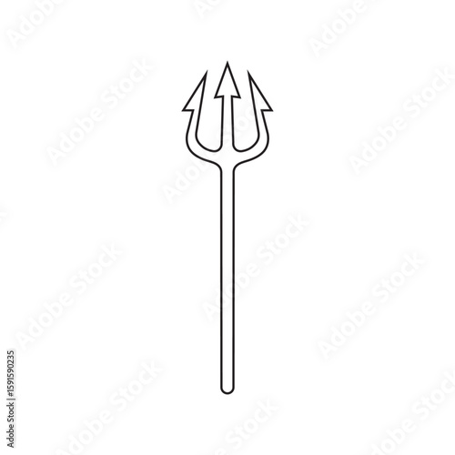 Outline trident isolated on white background template