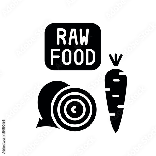 raw food black flat icon for digital and print projects.