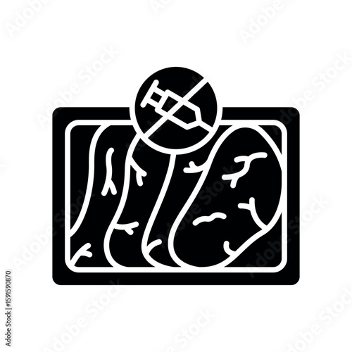 hormones free meat black flat icon for digital and print projects.