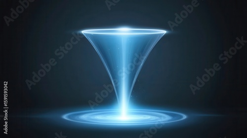 Futuristic Light Funnel with Blue Glow on Dark Background