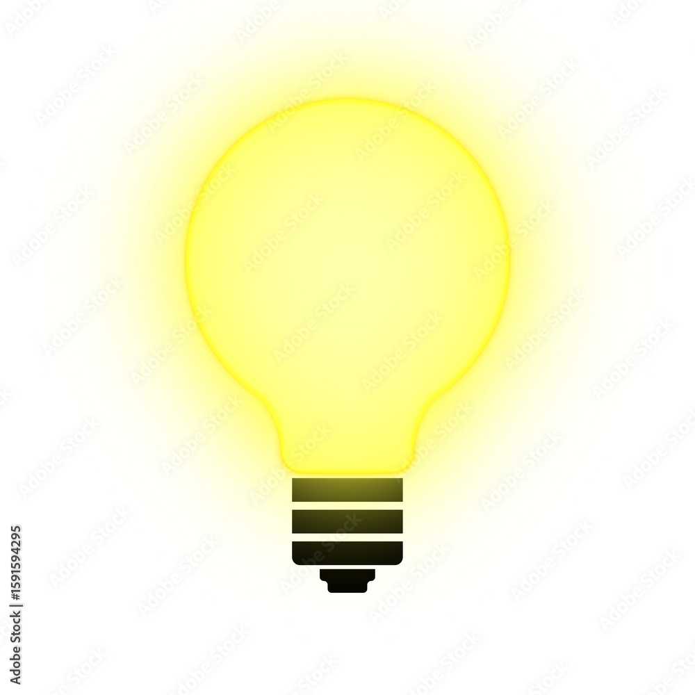 Glowing yellow light bulb vector symbol of creativity and innovation Glowing yellow light bulb vector symbol of creativity and innovation