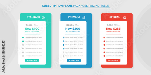 Subscription Plans Packages Pricing Comparison Table Infographic Template