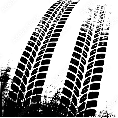 Wallpaper Mural Vector illustration of grungy tire tracks in black and white Torontodigital.ca