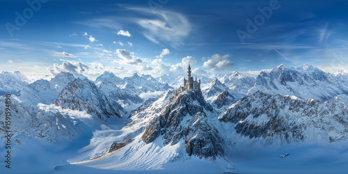 Wallpaper Mural Castle on mountain v11 8K VR 360 Equirectangular Spherical Panorama Torontodigital.ca