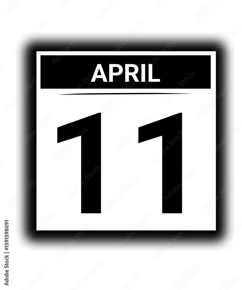 Fototapeta premium Black and white color April month calendar date 11