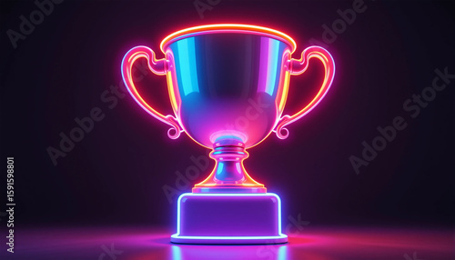 Wallpaper Mural vibrant neon glowing trophy award in cyberpunk style – digital competition, esports, achievement, and success concept Torontodigital.ca