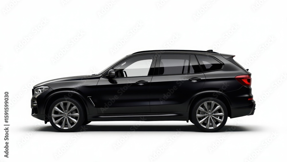 Side view of a black luxury sport utility vehicle. Side view of a black luxury sport utility vehicle.