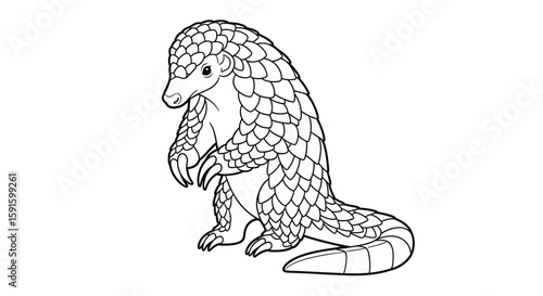Unique Indian Pangolin Standing on Hind Legs Adult Coloring Page Wildlife Education
