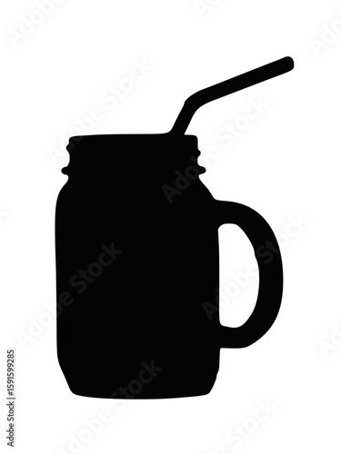 A juice jar icon - Juice glass having a jar shape with a straw