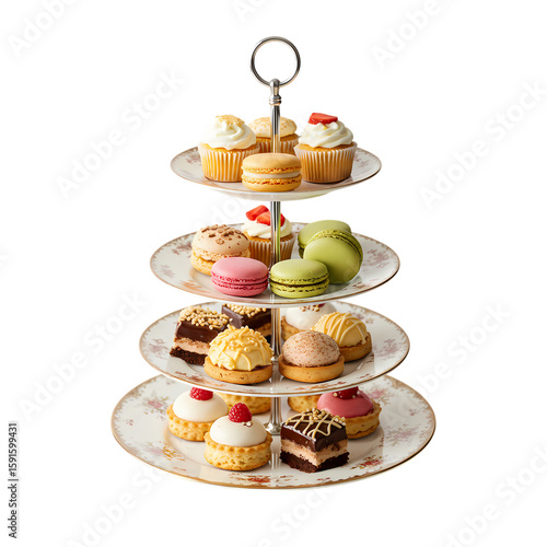 Elegant Tiered Cake Stand with Assorted Pastries: Perfect for Parties & Events
