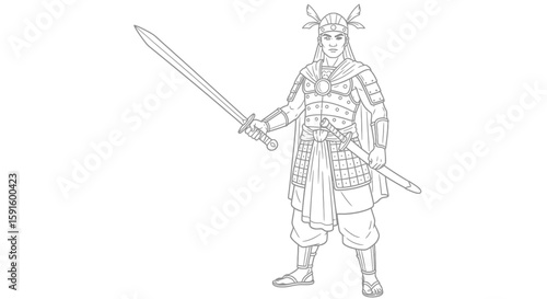 Lapu-Lapu Filipino Warrior Coloring Page for Adults Historical Hero Indigenous Art