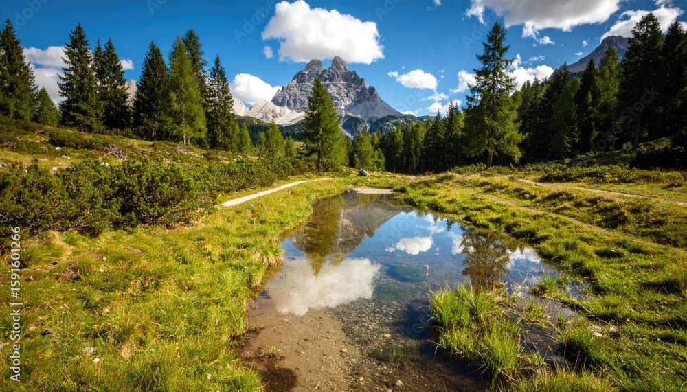 Obraz premium Mountain reflection in a clear stream