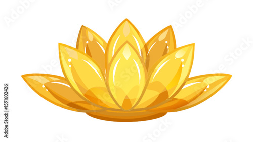 Golden lotus flower illustration for spa, meditation, yoga and wellness center design and decoration