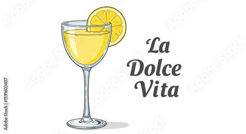 Charming citrus cocktail with lemon slice and elegant typography