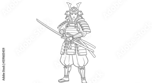 Tomoe Gozen Female Samurai Adult Coloring Page Iconic Japanese Heroine Cultural Art
