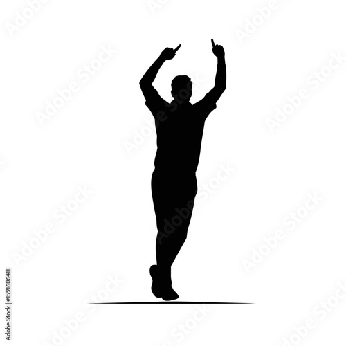 Cricket Bowler Silhouette - Out Appeal Gesture Icon