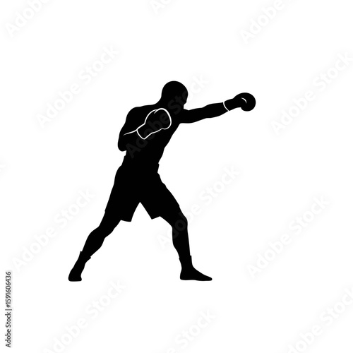 Boxer Silhouette - Powerful Uppercut Punch Icon