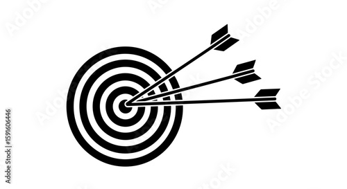 Archery Target Silhouette - Bullseye with Arrows Icon