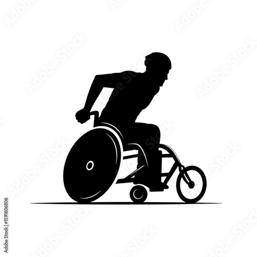 Para-Athlete Silhouette - Wheelchair Sprint Race Icon