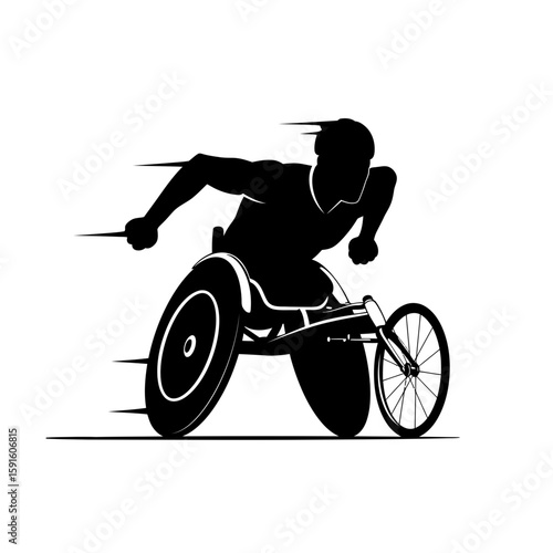 Para-Athlete Silhouette - Wheelchair Racer in Action Icon