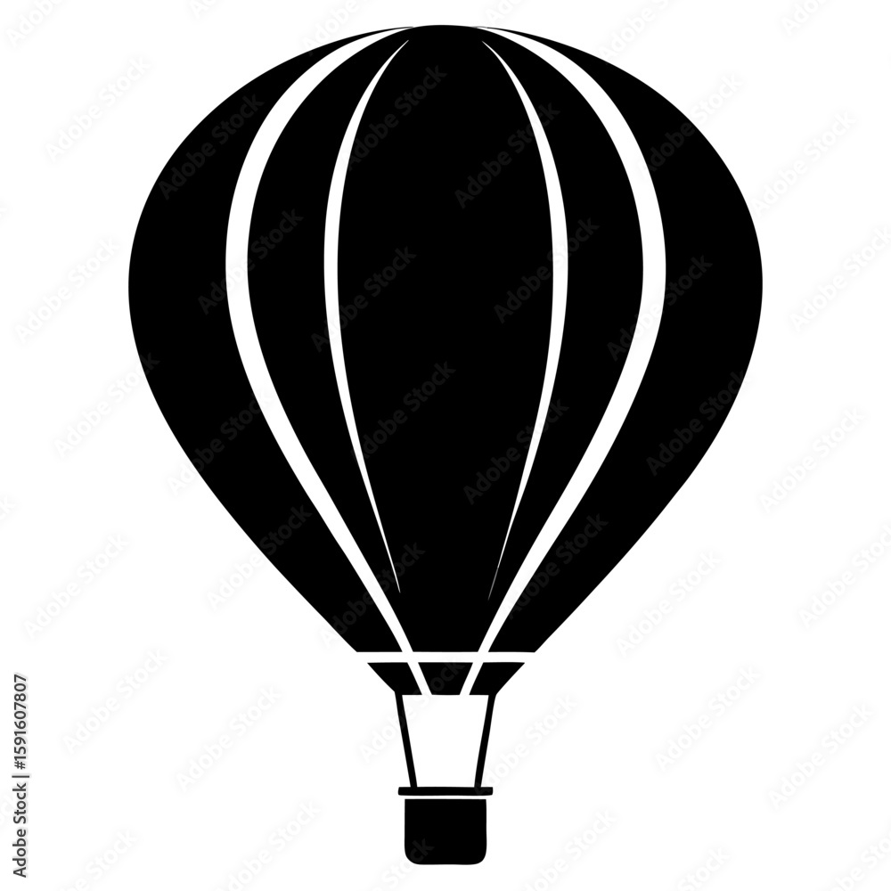 Fototapeta premium Classic hot air balloon silhouette with a solid black fill for design
