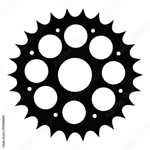 Clean silhouette of a bicycle chainring and sprocket for cycling graphics