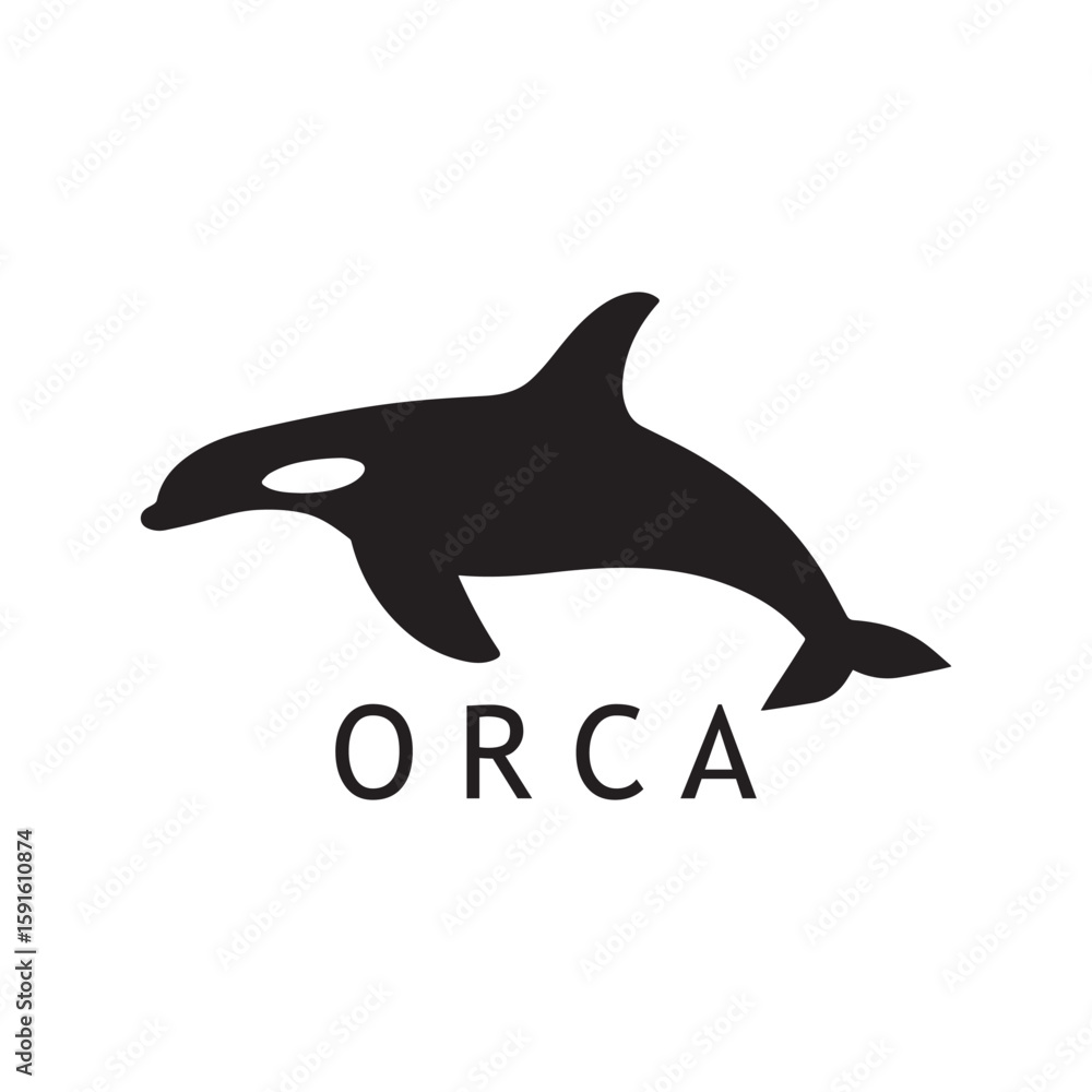 Obraz premium Elegant Orca Icon Design in Black Silhouette Form