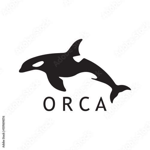 Flat Orca Whale Logo for Creative Marine Projects