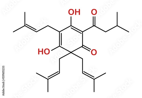 chemical structure of lupulone molecule