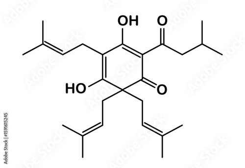 chemical structure of lupulone molecule