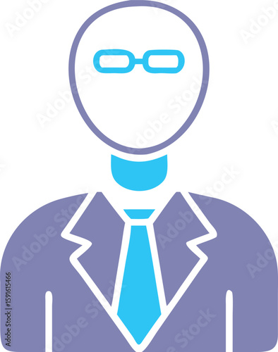 Person wearing suit and tie with glasses vector